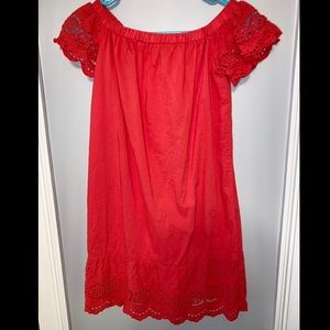 RED OFF SHOULDER DRESS